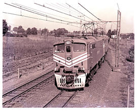 Pretoria district, 1972. SAR Class 6E1 No E1344 on test Blue Train without headboard.