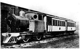 
CSAR steam railcar with two coaches.

