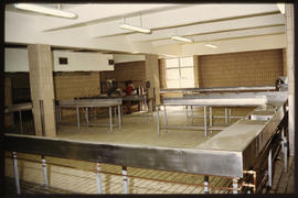 Durban. Kitchen interior at Tehuis railway hostel at Umlazi.