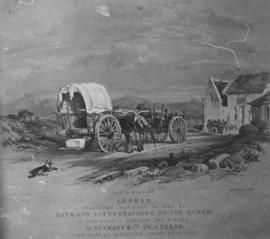 Boer's wagon. Engraving published 31 October 1864.
