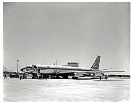 Cape Town, 1963. DF Malan airport. SAA Boeing 707 ZS-CKC 'Johannesburg'. (See C4628)