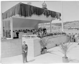 East London, 3 March 1947. Minister of Transport F C Sturrock speaking at the opening ceremony of...