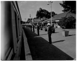 Vryheid, 24 March 1947. Railway policemen on station alongside Pilot Train.