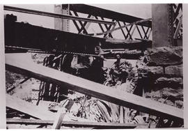 Circa 1900. Anglo-Boer War. Thebus River bridge at 267 miles 45 chains. Damaged 1 December 1899.