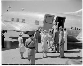 Salisbury, Southern Rhodesia, 7 April 1947. Arrival of Royal party at aerodrome in Vickers Viking...