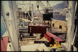 Cape Town. Loading containers at Table Bay Harbour.
