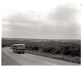 Grahamstown, 1970. SAR Mercedes Benz tour bus No MT16380 leaving town.