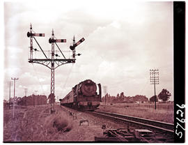 Roodekop, 1951. SAR Class 15F with passenger train at signals.