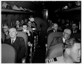 May 1946. Trip to Cape Town with SAA Douglas DC-4 ZS-AUA 'Tafelberg', interior. Steward.