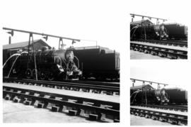 Germiston, July 1971. Class S2 locomotive being cooled down prior to being washed out.