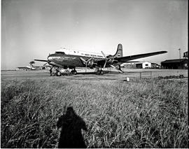 East London, 1954. Ben Schoeman airport. SAA Douglas DC-4 ZS-BWN 'Swartberg'.