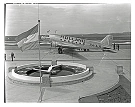 Johannesburg, 1940. Rand airport. KLM Douglas DC-3 PH-ALR. (3 negatives). Note airman's clock.