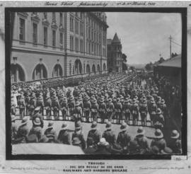 Johannesburg, 9 to 18 March 1922. Parade of the Railways and Harbour Brigade in Noord Street duri...