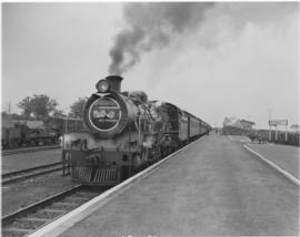 King William's Town district, 1948. Kei Road station, SAR Class 19D with passenger train for Umtata.