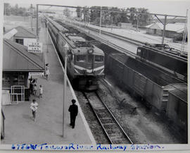 Touwsrivier, 1957. SAR Class 4E at railway station.
