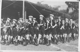 Cape Town, 23 April 1947. Sea Scouts/ Marching past the Royal dais at Rosebank.