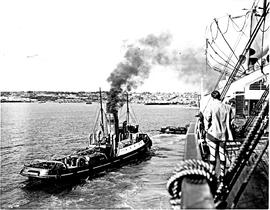 Port Elizabeth, 1956. Tug 'John Dock' in harbour.