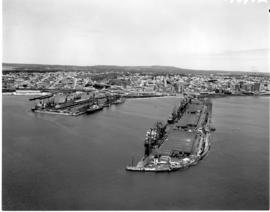 Port Elizabeth, 1970. View of Port Elizabeth from harbour entrance.