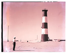 Walvis Bay district, South-West Africa, 1961. Pelican Point lighthouse.