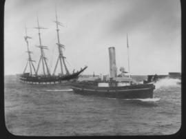 East London. Tug 'Buffalo' and three-masted ship entering Buffalo harbour.
