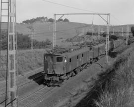 Pietermaritzburg district, 1964. Goods train with three SAR Class 1E's with No 39 in the lead.