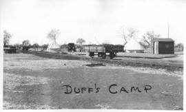 Naboomspruit district, circa 1924. Duff's tent camp with goods wagon on road-rail line, circa 192...