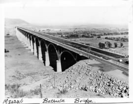 Bethulie, June 1970. Completed road / rail bridge over the Orange River viewed from the south.