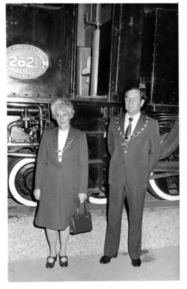 Nelspruit, 20 June 1975. Official handover of SAR Class GCA No 2621 to the mayor. Mr and Mrs HR L...
