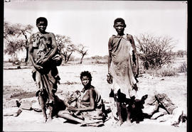 Namibia, 1935. Three female Bushmen with baby.