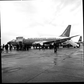 Johannesburg, October 1969. Jan Smuts Airport. Arrival of Italian group with SAA Boeing 737 ZS-SB...