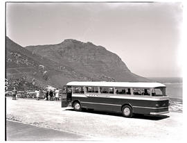 Cape Town, 1966. SAR Leyland Royal Tiger motor coach No MT16977 on Marine Drive.