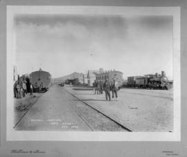 Rosmead, January 1902. Trains in station. (McKenzie & Brown, Middelburg, Cape)