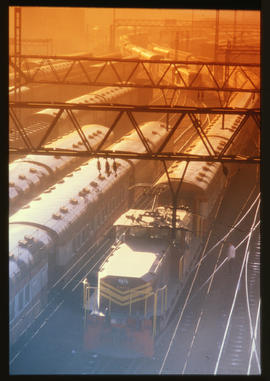 Johannesburg, July 1987. SAR Class 8E electric shuntng locomotive at Park Station. [Ivan Naude]
