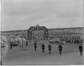Swaziland, 25 March 1947. Welcoming arch at Goedgegun.