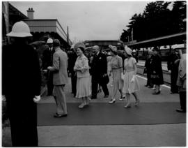 
Royal family, FC Sturrock and dignitaries on station platform.
