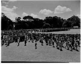 Eshowe, 19 March 1947. Crowd awaiting in a field for Royal family to arrive.