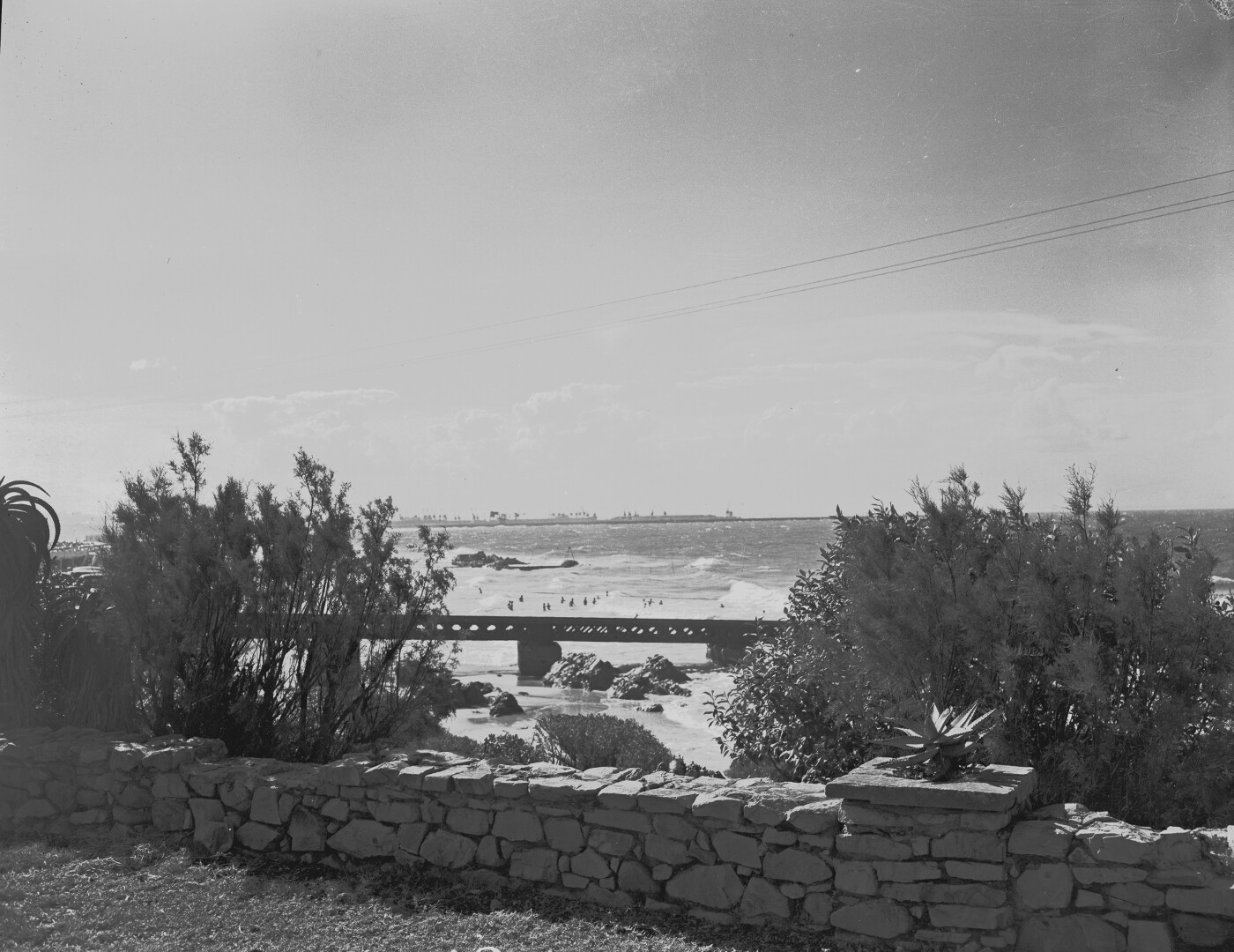 Port Elizabeth, 1948. Humewood beach with harbour in the distance ...