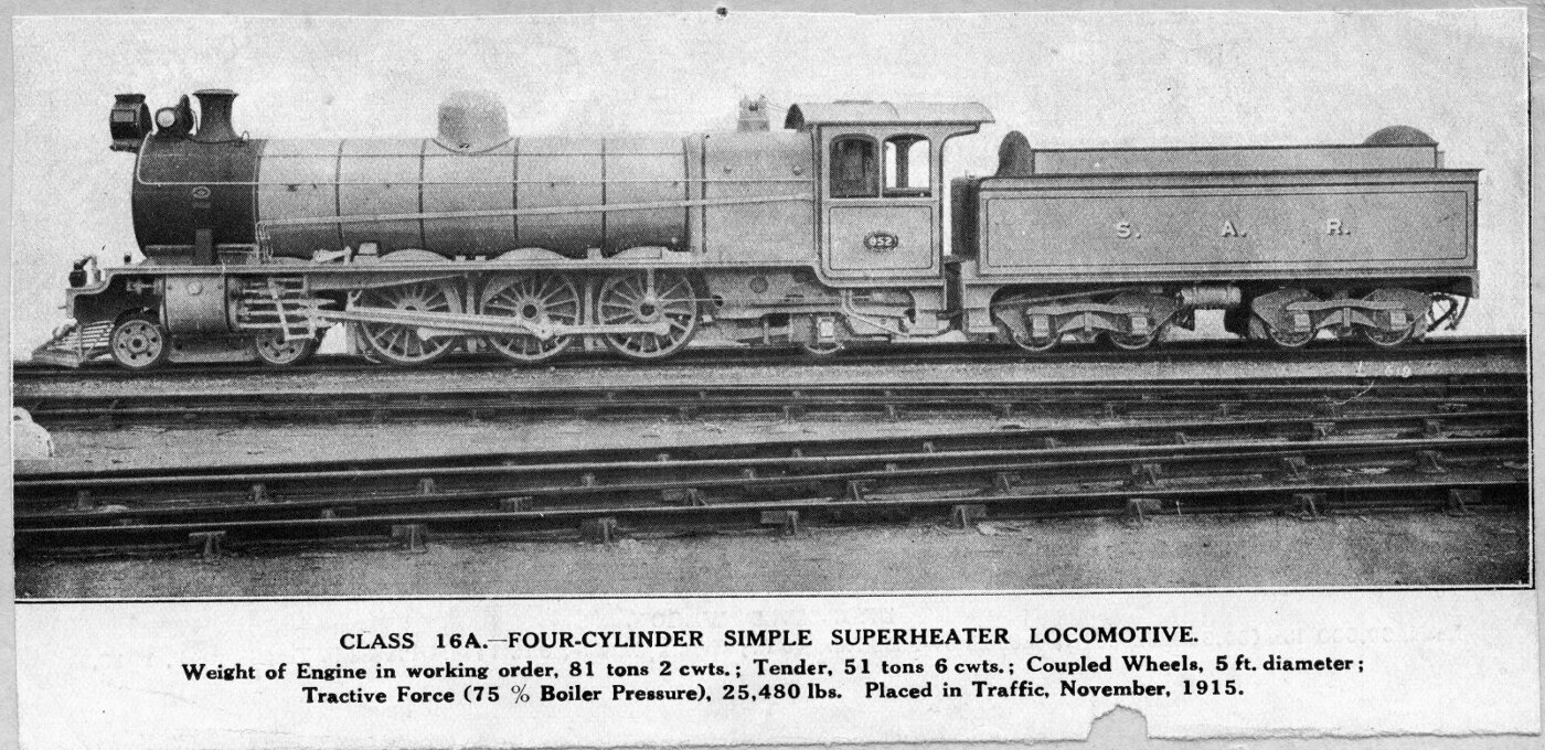 SAR Class 16A No 852 built by North British Loco Co in 1915. They were ...