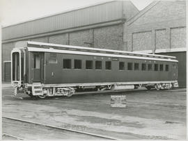 Side view of SAR first and second class composite coach Type D-37 No 8630 'Mafeking' on destinati...