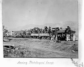 Nylstroom district, 1898. Moving platelayer's camp hauled by PPR 0-6-0ST locomotive 'Pretoria' No...