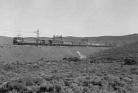 Matjiesfontein, 1962. SAR Class 4E hauling Trans-Karoo main line passenger train.