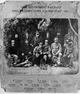 King William's Town, 1882. Stationmaster FU Wood and staff.