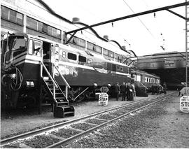 May 1972. Visit by university professors to SAR Electrical Department, with SAR Class 6E1 No 1339.