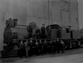 Railwaymen posing with CSAR Kitson-Meyer No 1000 later SAR Class KM No 1600.