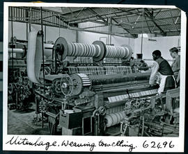 "Uitenhage, 1954. Weaving and towelling at textile factory."
