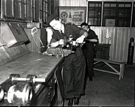 Johannesburg, 1939. Baragwanath airport. Female mechanics of the Women's Aviation Association und...