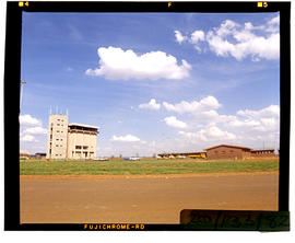 Bapsfontein, December 1982. Workshops and control tower at Sentrarand. [T Robberts]