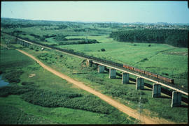 
Coal train on two bridges.
