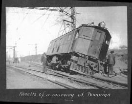 Ladysmith district, circa 1925. Derailed electrical locomotive after runaway at Daimana. (Album o...