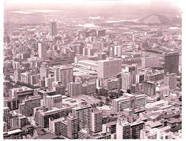 "Johannesburg, 1970. Aerial view of central business district."